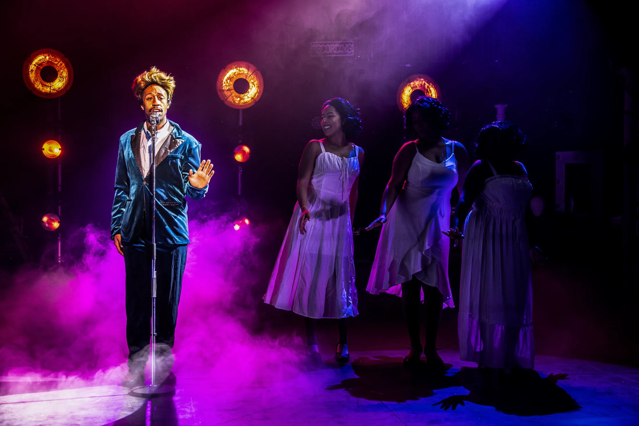 Dreamgirls, Lighting Design, Bridewell Theatre, Nov 2025 production still 6 by Ben Sassoon