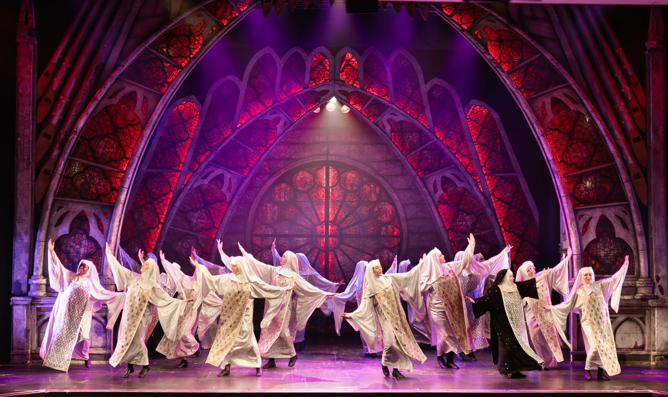 Sister Act, Lighting Design, John McIntosh Arts Centre, Apr 2026 production still 1 by Ben Sassoon